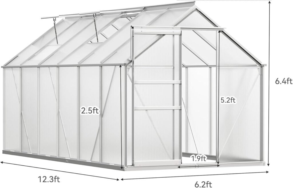 YITAHOME 6x12 FT Polycarbonate Greenhouse